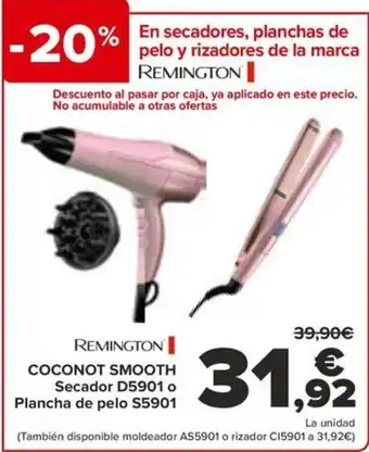 Carrefour COCONOT SMOOTH Secador D5901 o Plancha de pelo S5901 oferta