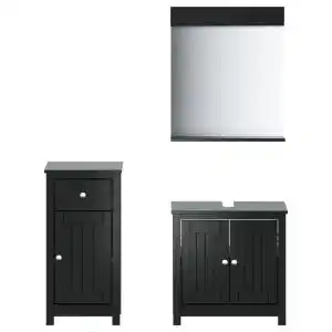 Brico Depôt Vidaxl juego de muebles de baño berg 3 pzas madera maciza pino negro oferta