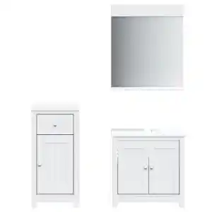 Brico Depôt Vidaxl juego de muebles de baño berg 3 pzas madera maciza pino blanco oferta
