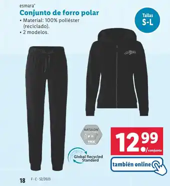 Lidl Conjunto de forro polar oferta