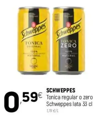 Coviran Schweppes Tonica regular o zero Schweppes lata 33cl oferta