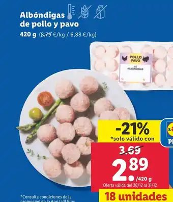 Lidl Albóndigas de pollo y pavo oferta