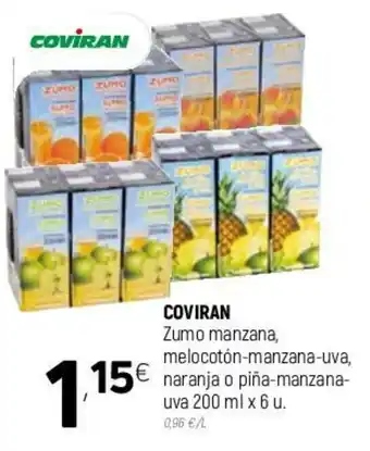Coviran Coviran Zumo manzana melocoton-manzana-uva 200ml x 6u oferta