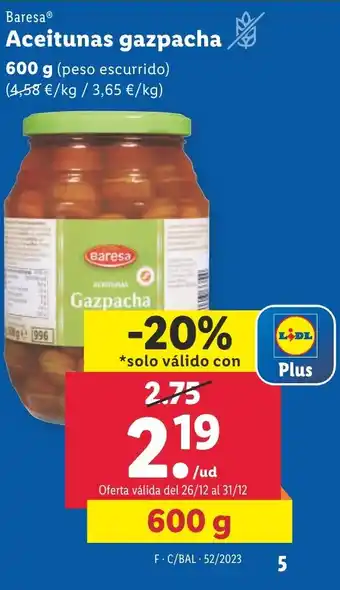 Lidl Aceitunas gazpacha oferta