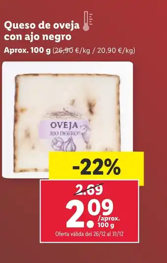 Lidl Queso de oveja con ajo negro oferta
