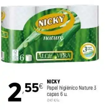 Coviran Nicky Papel higiénico Nature 3 capas 6u oferta