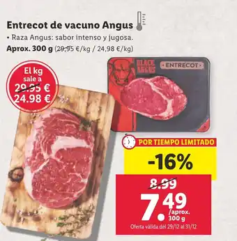 Lidl Entrecot de vacuno Angus oferta