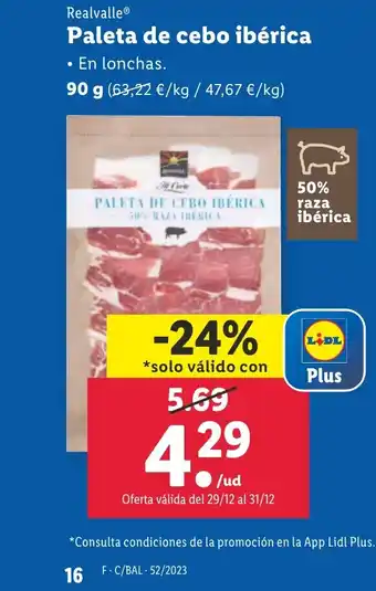 Lidl Paleta de cebo ibérica oferta