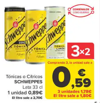Carrefour Tónicas o Cítricos SCHWEPPES oferta