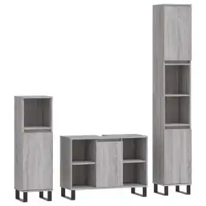 Brico Depôt Vidaxl set de muebles de baño 3 pzas madera contrachapada gris sonoma oferta