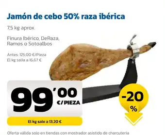 AhorraMas Jamón de cebo 50% raza ibérica oferta