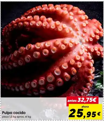 Hiper Usera Pulpo cocido pieza 1,5 kg aprox, el kg oferta