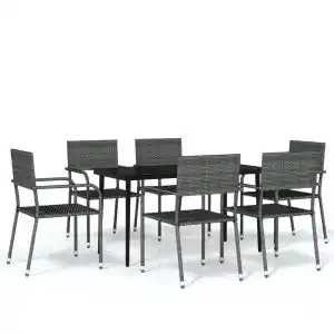 Brico Depôt Vidaxl juego de comedor para jardín 7 piezas gris oferta