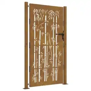 Brico Depôt Vidaxl puerta de jardín acero corten diseño bambú 105x205 cm oferta