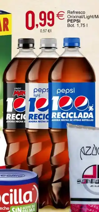 Plenus Supermercados Pepsi Refresco Orixinal/Light/Max Zero Bot. 1,75 L oferta