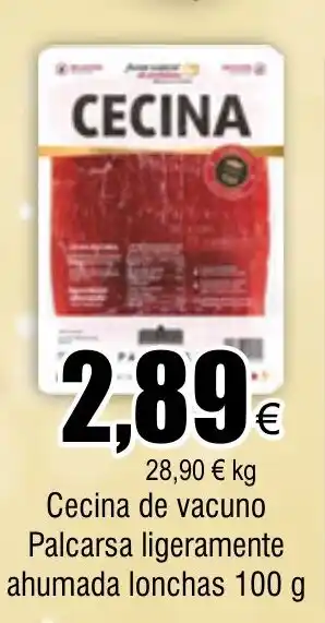 FROIZ Cecina de vacuno Palcarsa ligeramente ahumada lonchas 100 g oferta