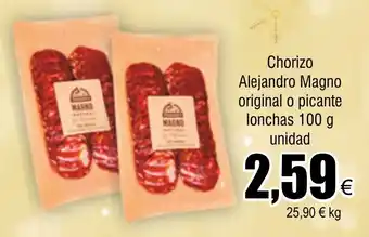 FROIZ Chorizo Alejandro Magno original o picante lonchas 100 g unidad oferta