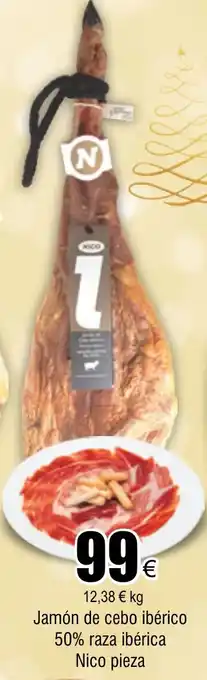 FROIZ Jamón de cebo ibérico 50% raza ibérica Nico pieza oferta