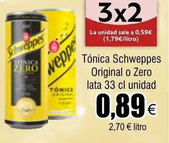 FROIZ Tónica Schweppes Original o Zero lata 33 cl unidad oferta
