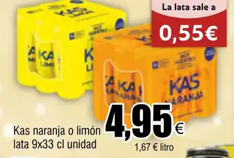 FROIZ Kas naranja o limón lata 9x33 cl unidad oferta