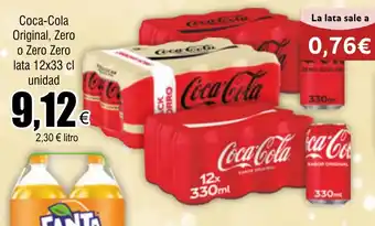 FROIZ Coca-Cola Original, Zero o Zero Zero lata 12x33 cl unidad oferta