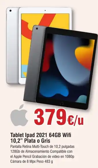 FROIZ Tablet Ipad 2021 64GB Wifi 10,2" Plata o Gris oferta