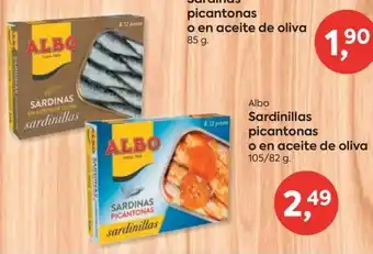 Suma Supermercados Albo Sardinas picantonas o en aceite de oliva 85 g. oferta