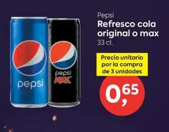 Suma Supermercados Pepsi Refresco cola original o max oferta