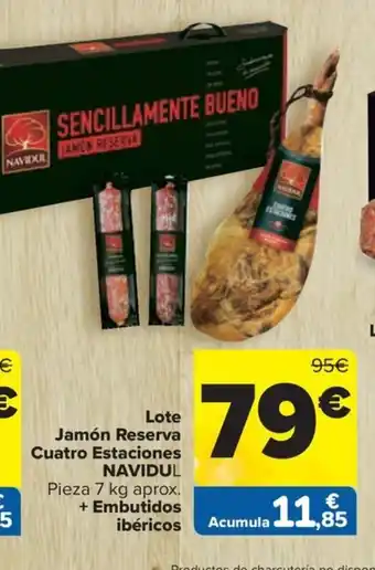Carrefour Market Lote de Jamón VILLAR: 1 Jamón de cebo ibérico 50% raza ibérica VILLAR Pieza 7,5 kg aprox. 1 Lomo embuchado oferta
