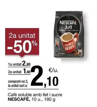 BonpreuEsclat Cafè soluble amb llet i sucre NESCAFÉ, 10 u., 180 g oferta