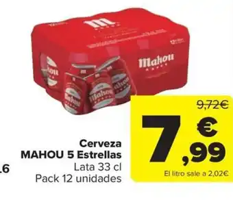 Carrefour Market Cerveza MAHOU 5 Estrellas oferta
