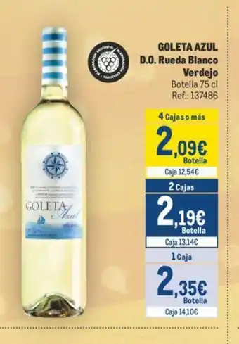 Makro GOLETA AZUL D.O. Rueda Blanco Verdejo Botella 75 cl oferta