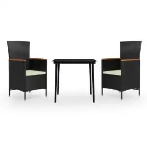 Brico Depôt Vidaxl juego de comedor de jardín de 3 piezas y cojines negro oferta