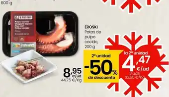 Eroski EROSKI Patas de pulpo cocido, 200 g oferta