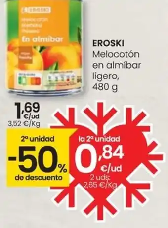 Eroski EROSKI Melocotón en almíbar ligero, 480 g oferta