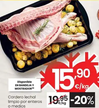 Eroski Cordero lechal limpio por enteros o medios oferta