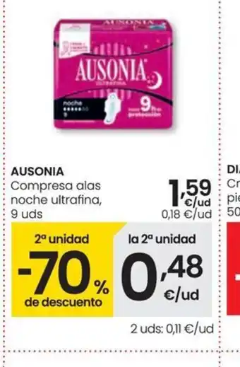 Eroski AUSONIA compresa alas noche ultrafina oferta