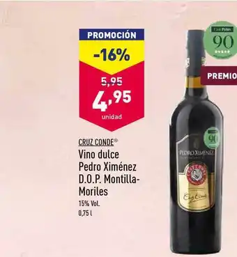 ALDI Cruz Conde® Vino Dulce Pedro Ximénez D.O.P. Montilla-Moriles oferta