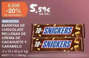 Costco Snickers Barritas De Chocolate Rellenas De Crema De Cacahuete Y Caramelo oferta