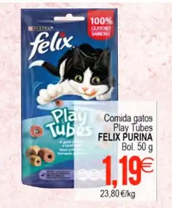 Plenus Supermercados Felix Purina COmida gatos Play Tubes 50g oferta