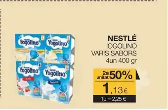 Plusfresc 2a Unitat 50% Nestlé Iogolino Varis Sabors 4un 400gr oferta