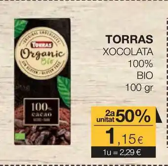 Plusfresc Torras Xocolata 100% Bio 100gr oferta