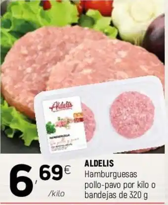 Coviran Aldelis Hamburguesas pollo pavo por kilo o bandejas de 320g oferta