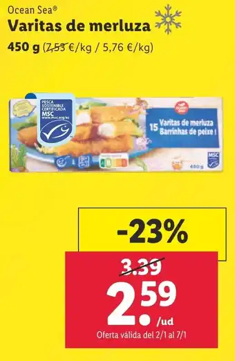 Lidl Varitas de merluza oferta