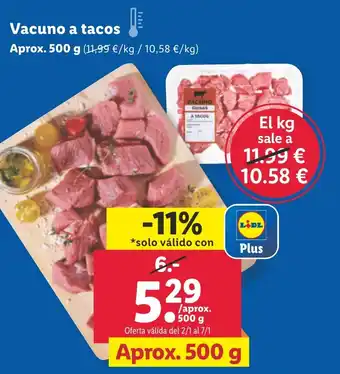 Lidl Vacuno a tacos oferta
