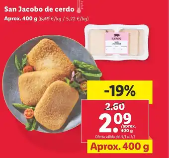 Lidl San Jacobo de cerdo oferta