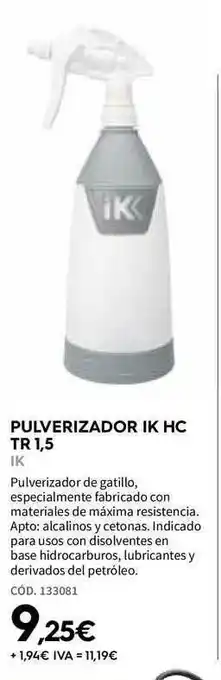 Pulverizador Ik Hc Tr 1.5 Ik
