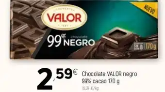 Coviran Valor Negro Chocolate 99% cacao 170g oferta