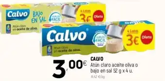 Coviran Calvo Atún claro aceite oliva o bajo en sal 52g x 4 u oferta