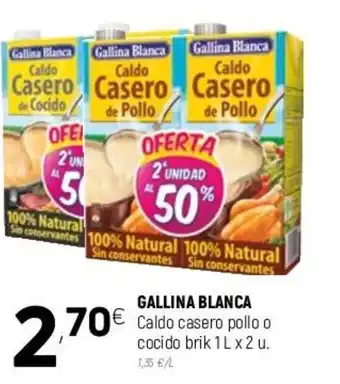 Coviran Gallina Blanca Caldo casero pollo o cocido brik 1L 2 u oferta